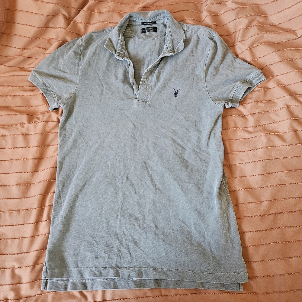 All Saints Men's Gray Polo Shirt